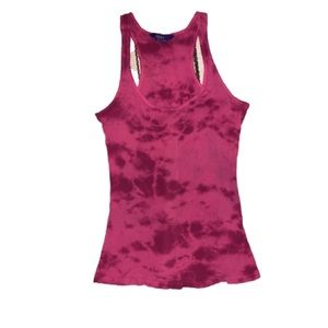 Miley Cyrus Hot Pink Tie Dye Ribbed tank-top Women Size XL